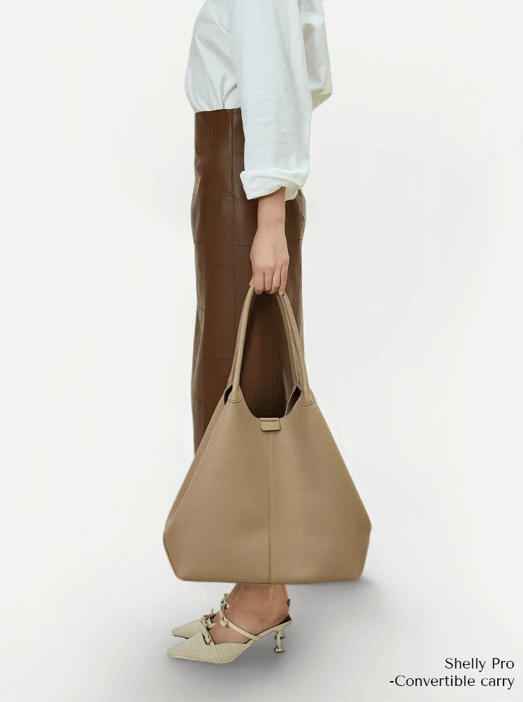 NewBella Shelly Collection 2 PCS Set Top Handle Bag- PU leather with large capacity tote bag, casual daily use solid color Beige Luxury,FallFreshness