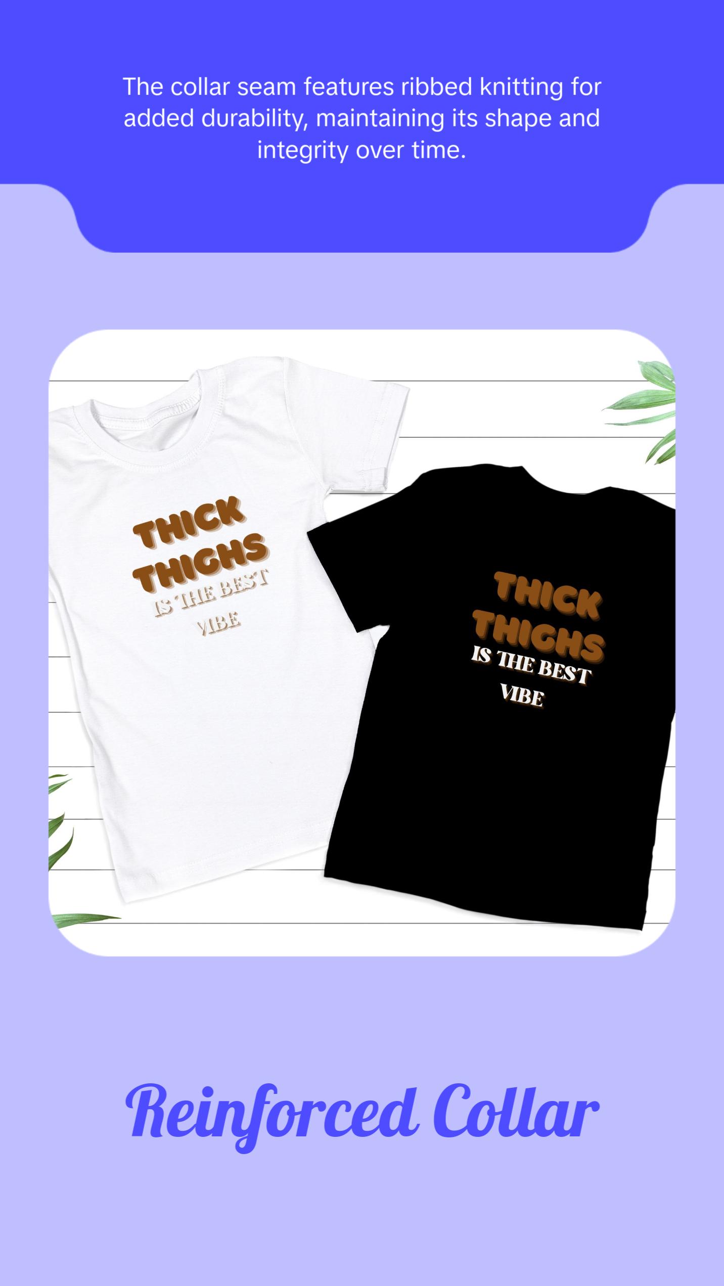 Thick Thighs Brown Sugar, Womenswear, Ribbed Collar, Plus Sizes Tshirt Cotton Comfort Top
