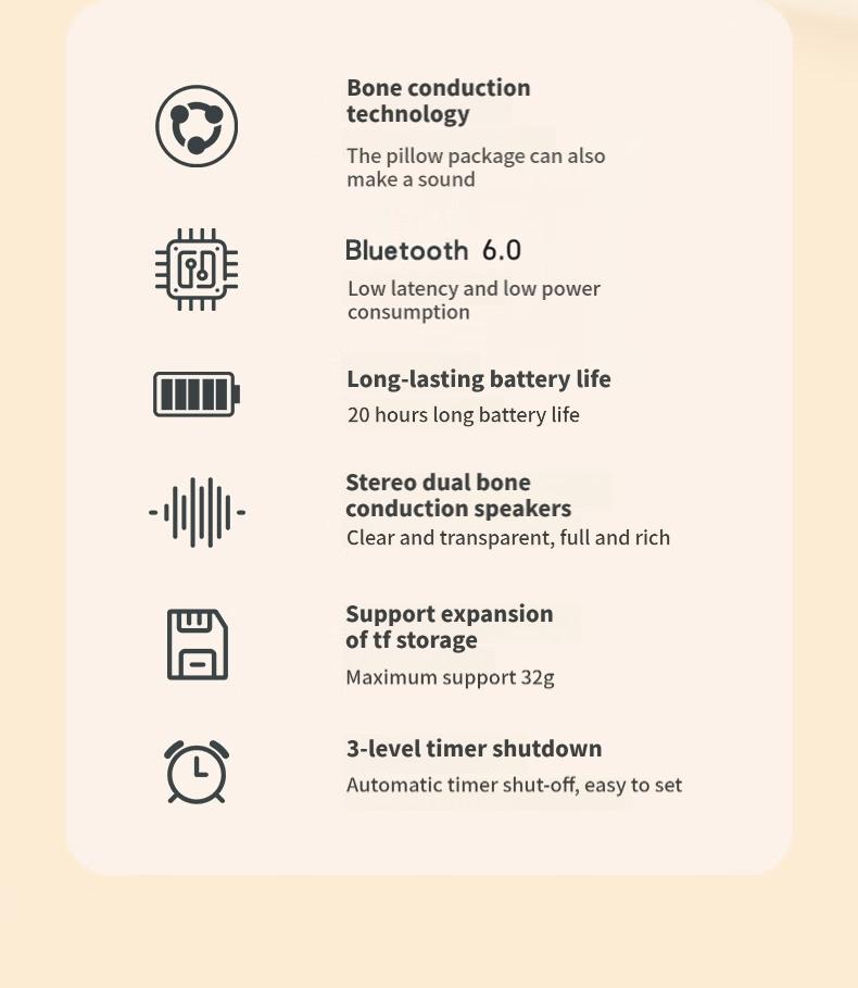 Under Pillow Speakers for Sleeping Bluetooth 6.0, 3D White Noise, Soft Immersive Sound Field, Pillow CD Player for Bedtime Music & Audiobooks, Headphone-Free Sleep Speaker, Volume Control & Sleep Timer, Side Sleeper Friendly, Compatible with Android & iOS