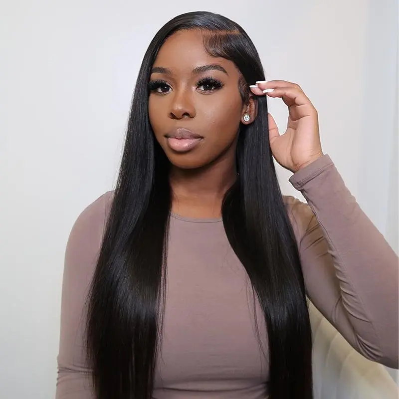 Luvme All Day Comfort Wig Glueless 7x6 Closure Pre Plucked Pre Bleached Pre Cut Melted Lace 180% Density Silky Straight Ready To Go-Come with Left Side Part 250% MyOwn-Fit™ Cap