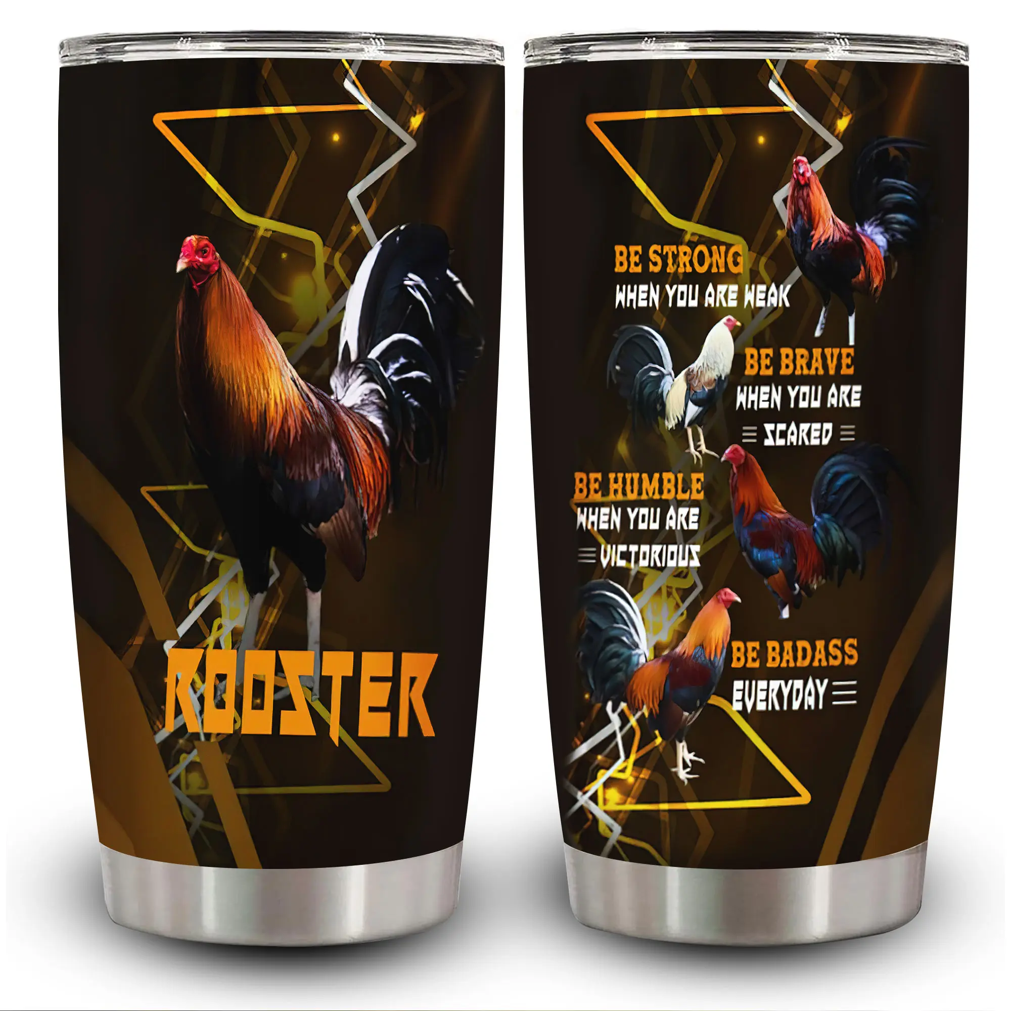 1pc 20oz Rooster Art Tumbler with Lid, Insulated Travel Mug, Gift for Women Men, Ideal for Halloween, Independence Day, Memorial Birthday Gift, Coffee Cup, weird stuff