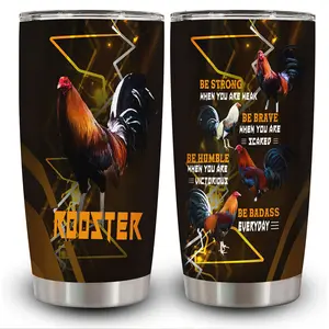 1pc 20oz Rooster Art Tumbler with Lid, Insulated Travel Mug, Gift for Women Men, Ideal for Halloween, Independence Day, Memorial Birthday Gift, Coffee Cup, weird stuff