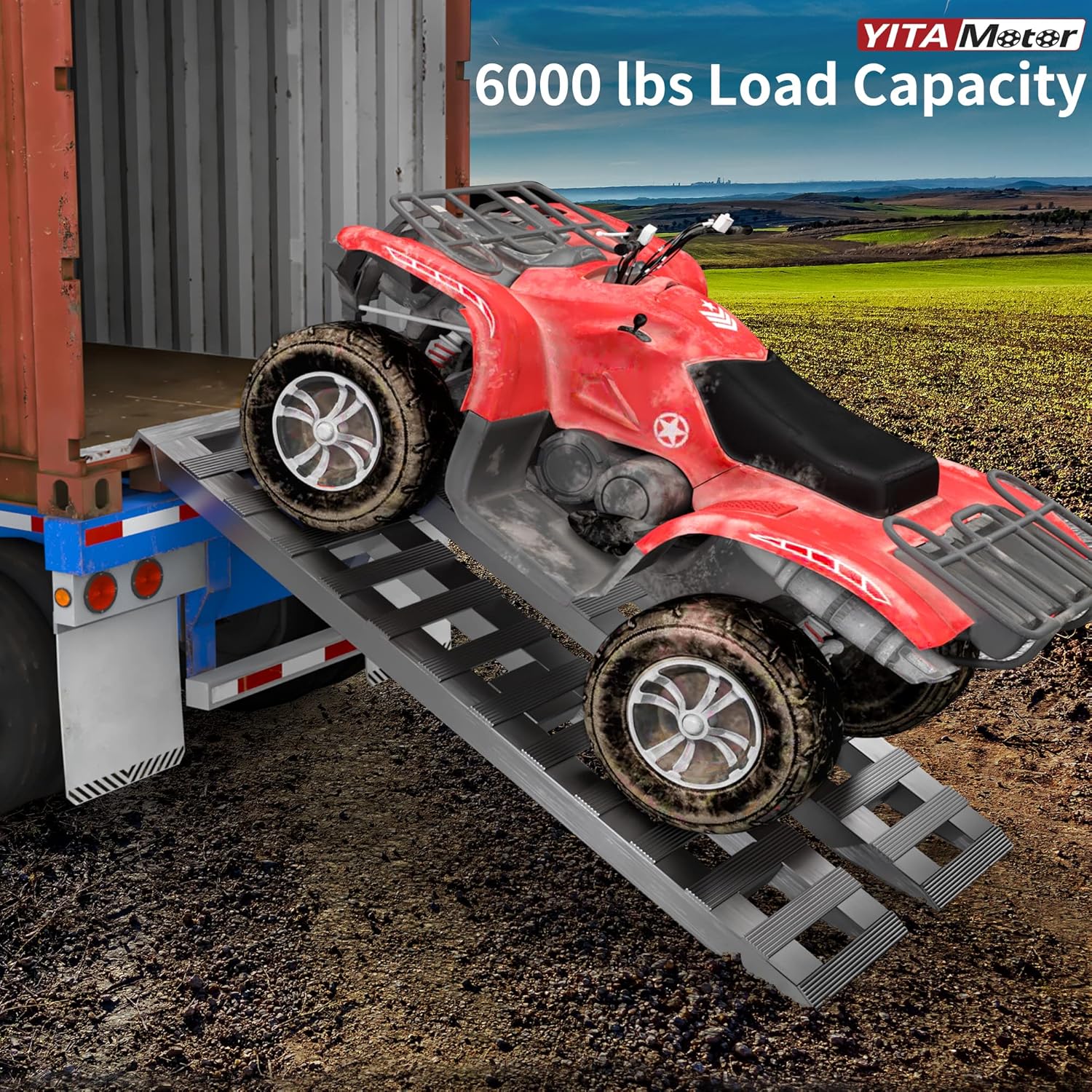 YITAMOTOR 2pcs 6000lbs 60" x 12" / 72" x 15" / 84" x 14" Aluminum Trailer Ramps, Heavy Duty Aluminum Trailer Ramps, Loading Ramps Car ATV Truck Auto Hauler Knife & Hook Ends