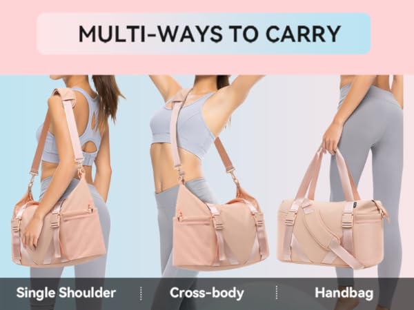 MAXTOP Women's Gym Yoga Duffle Bag with Shoe Pouch,Multi-Purpose Overnight Travel Bag for Gym,Work, Dance, Sports