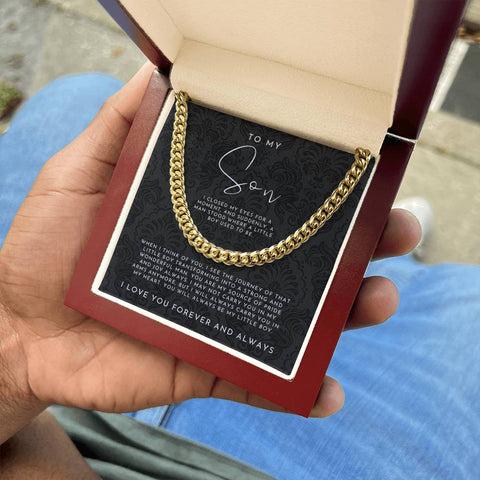 To My Son Gift I Closed My Eyes Gold Initial Necklace Adjustable Waterproof Stainless Steel Gift For Son Birthday Or Christmas