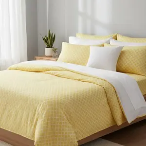 The big one Easy-Care Cotton Blend Yellow And White Twin Sheet Set