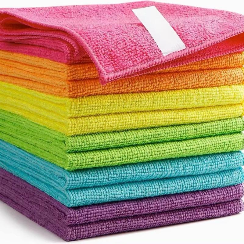 Microfiber Reusable 300gsm Square Towels Knitted Cloth Rags for Kitchen Bath Wall Glass Car Cleaning Packaged in Bag