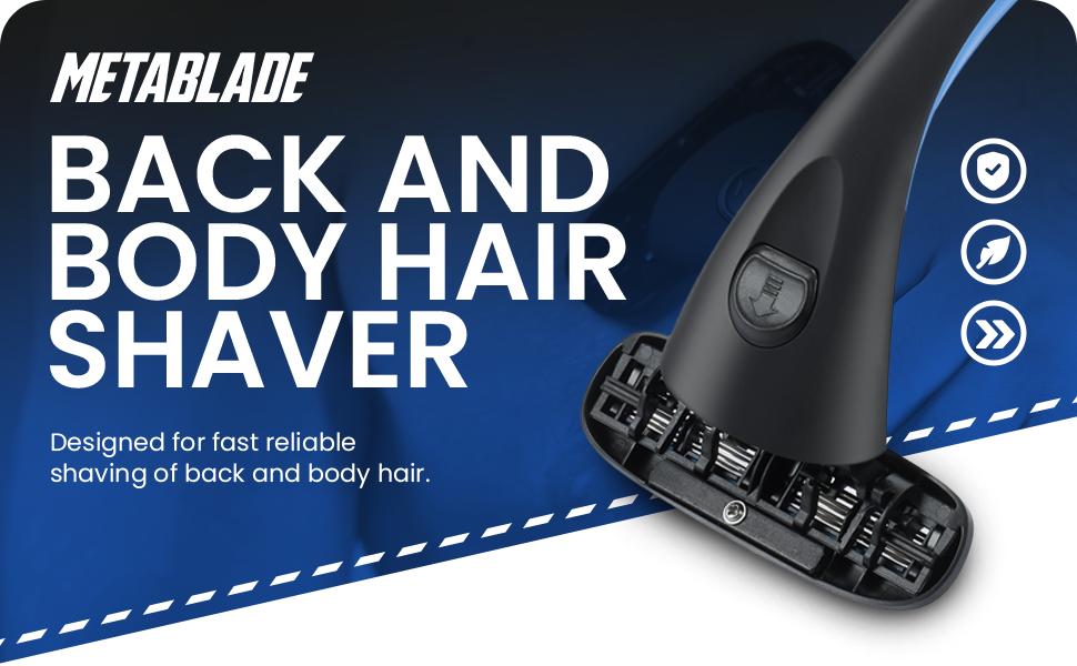 Metablade Men's Back Shaver - Long Handle, Ultra-Wide Stainless Steel Replaceable Blade, 2-Piece Body Hair Trimming Groomer Tool for DIY Shaving (Multi-Pack Option), Two Piece