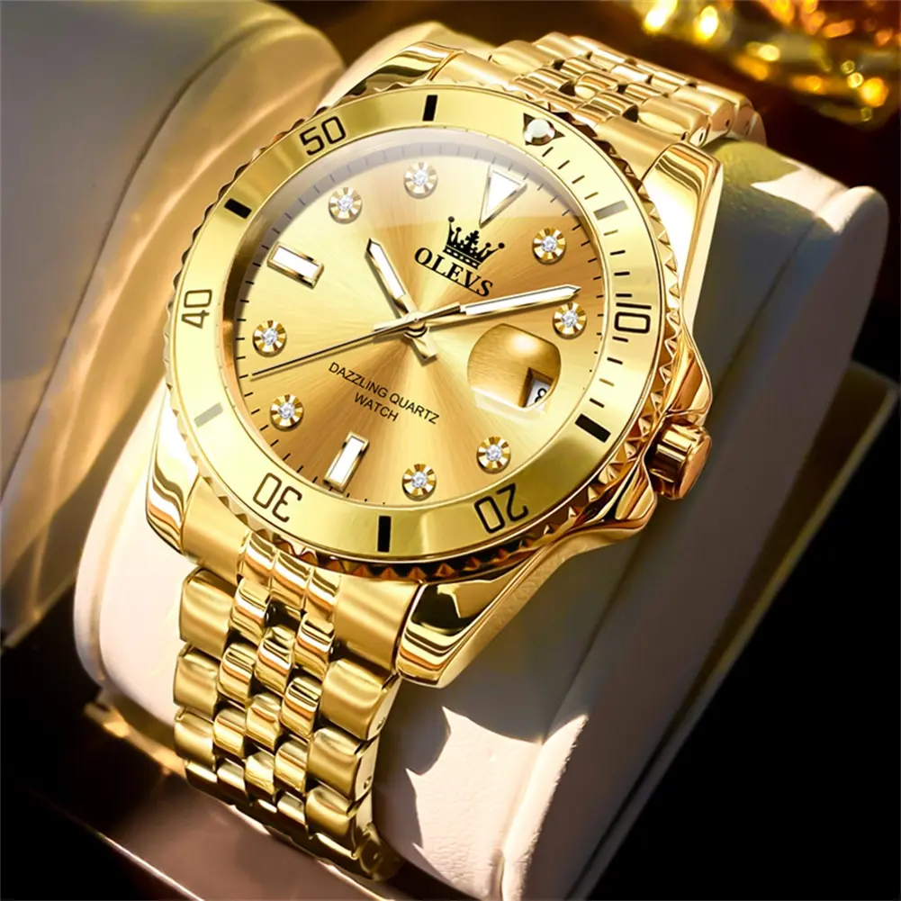 [Flash Sale Mega Clearance] OLEVS Luxury Fashion Wristwatches for Men & Women Quartz Stainless Steel Waterproof Luminous Dress Clock Mystery Gift Box Set Trendy Everyday Wear Stock Clearance Savings