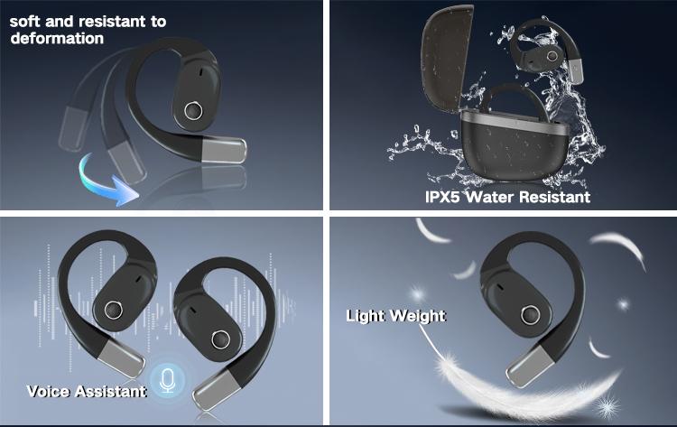 ZIHNIC Headphones,True Wireless Open Ear Earbuds Bluetooth 5.4, IPX5 Waterproof,35Hrs Playtime,On Ear Headphones Immersive Premium Sound Long Distance Connection Headset with Charging Case,Light-Weight Headphones Built-in Microphone