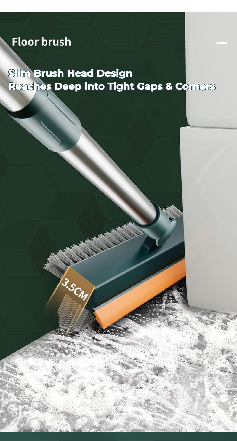 Floor Scrub Brush with Long Handle, 3-in-1 Scrape and Heavy-Duty Stiff Bristle Floor Scrubber Brush with Squeegee for Cleaning Tile Wall Deck Bathroom Patio Garage Kitchen home kit