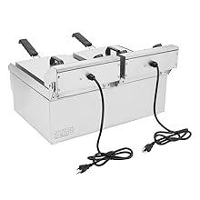 ROVSUN 24.9QT Electric Deep Fryer w/Frying Baskets Timer Drains & Lids, Dual Tank Kitchen Countertop Commercial Frying Machine, Adjustable Temperature, for French Fries Donuts Onion Rings, 3400W 110V