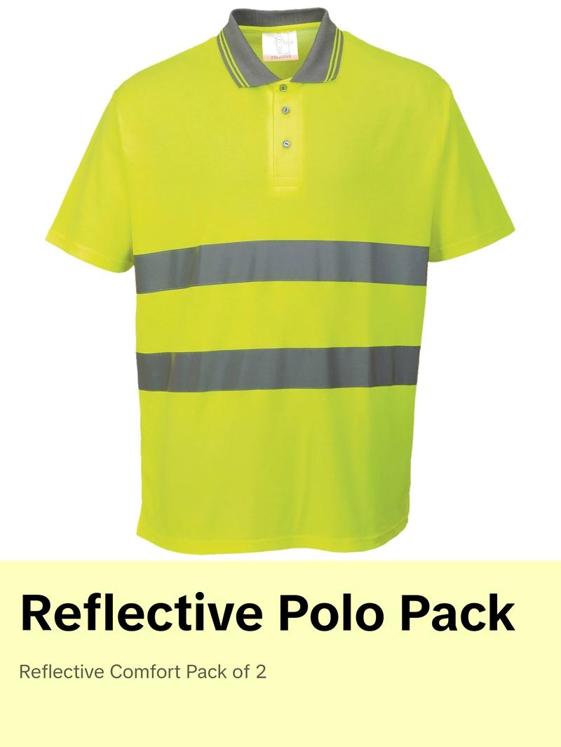 Cotton Comfort Reflective Safety Short Sleeve Polo Shirt (Pack of 2)