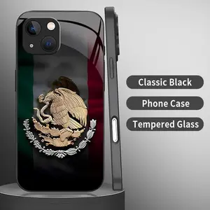 Mexico Flag & Eagle Emblem Art Phone Case |2D Pattern Glossy Glass Feel Patriotic Shockproof Cover | Cool Valentine’s Gift for [iPhone 13] 952
