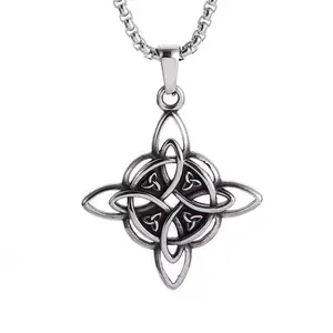 Meraki Viking Wizard Knot Necklace Welsh Cross Knot Blessing Amulet Personalized Fashion Design for Men and Women Daily Wear