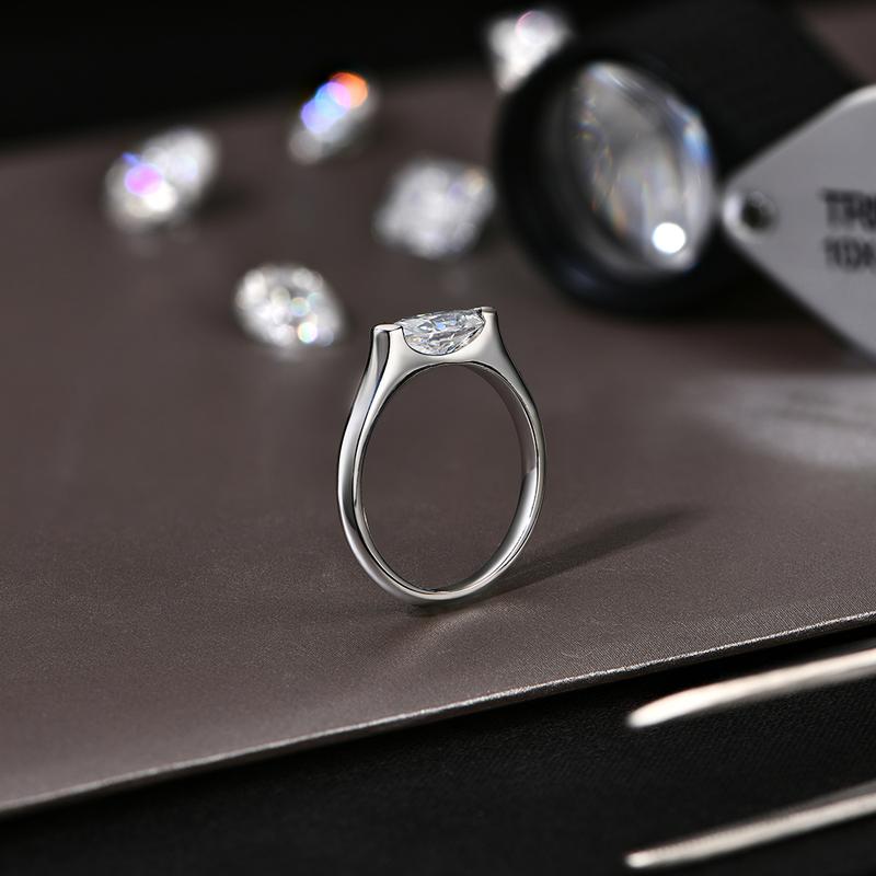 1CT Marquise Shape Synthetic Moissanite Ring 925 Sterling Silver Rings Daily Wear Birthday Present Fine Jewelry R135