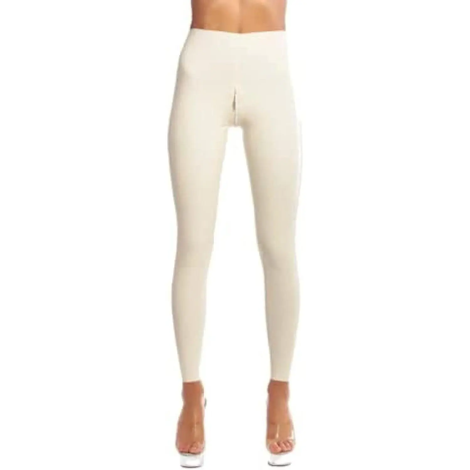 White Latex Leggings with Crotch Zipper Sexy Latex Tight Pants Trousers,Customize,XX-Large