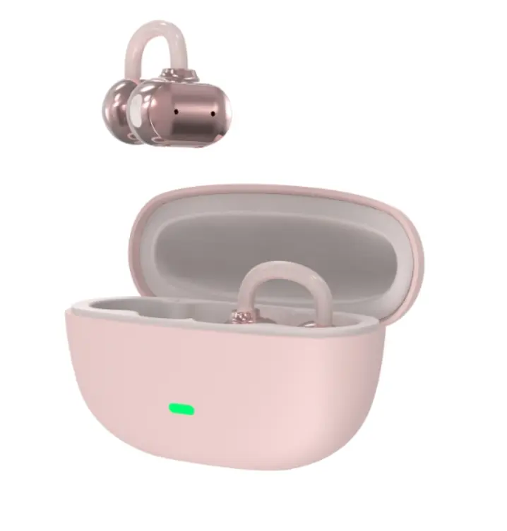 Pink Bluetooth Open Ear Buds - Wireless Bone Conduction Headphones with AI Music Composition Model App, IPX8 Waterproof, Dust Proofed for Sports Audio Electronics