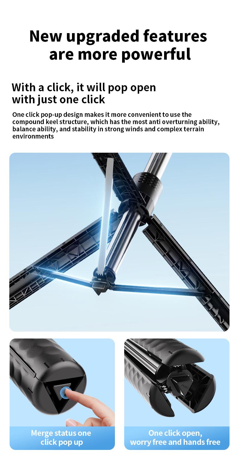 K50 360° Rotating Gimbal Selfie Stick with Tripod, Anti-Shake Stabilizer, Built-in Fill Light, Extendable up to 1.9m