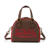 Von Dutch Dark Brown and Red Two-Tone Bowling Bag