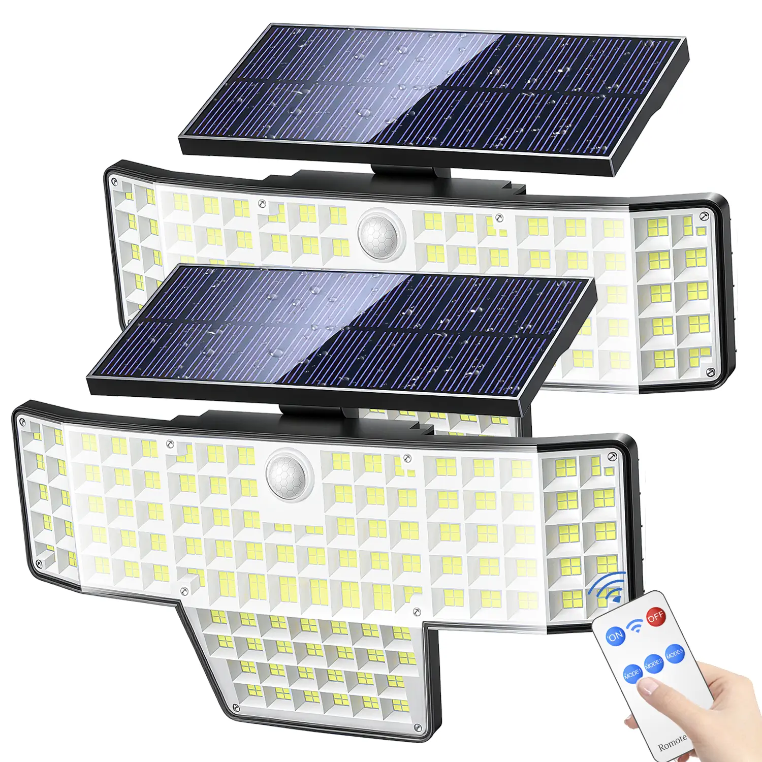Solar Lights Outdoor 448 LED Flood Light IP65 Waterproof Solar Street Lights with Motion Sensor and Remote Control for Garden