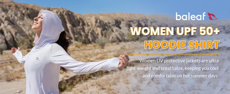 baleaf Women's UPF50+ Hoodie Sun Protection Shirts Lightweight Breathable SPF Jacket UV Cooling Long Sleeve Summer Outdoor Hiking Gardening Fishing