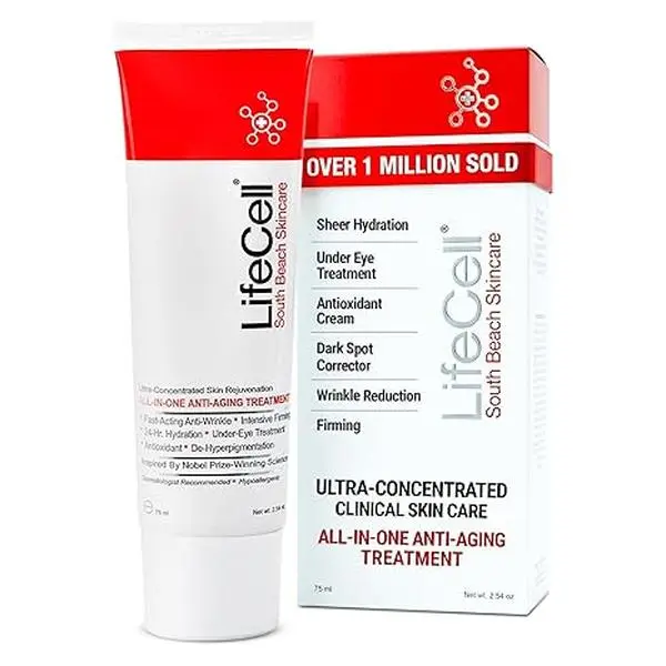 All In One Anti-Aging Cream – Reduces Wrinkles, Fine Lines, Dark Circles & Sun Damage – Retinol, Vitamin C, DMAE & Hyaluronic Acid – Fragrance-Free, for All Skin Types (2.54oz)