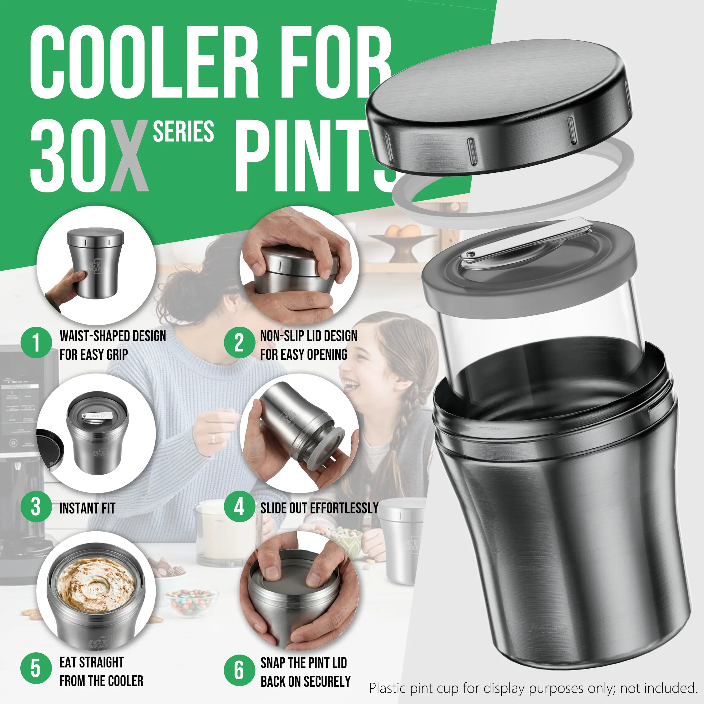 Ice Cream Cooler for Ninja Creami Pint Containers, Vacuum