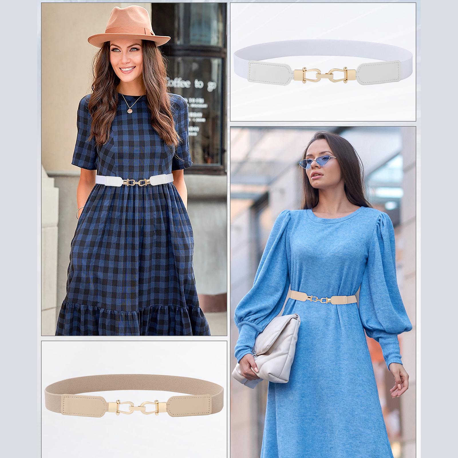 AWAYTR Stretch Skinny Belts for Women Dresses Jeans Retro Ladies Elastic Waist Belt 2/3Pcs Set TikTokShopBlackFriday