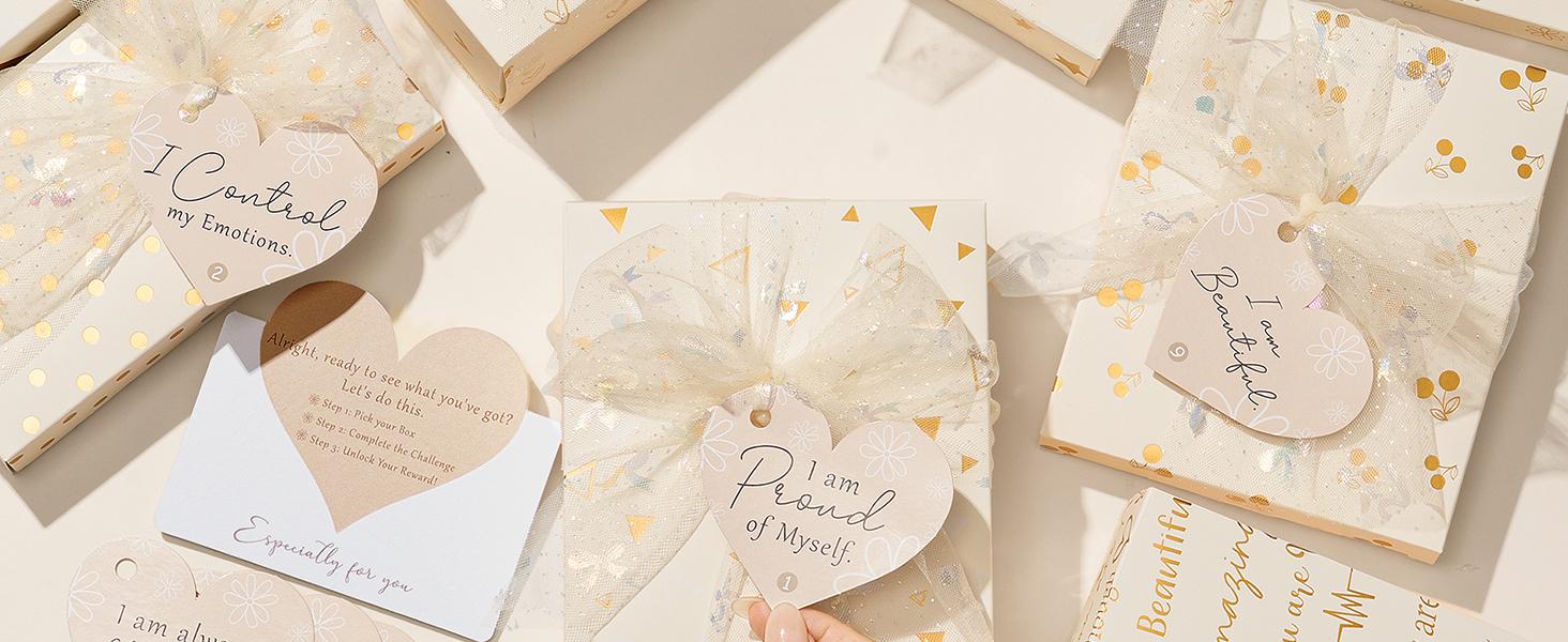 MAYICIVO Easter Gifts for Teen & Tween Girls Trendy Makeup Gift Set with Positive Affirmation Cards – 10 Individually Wrapped Beauty Gifts with Empowering Challenges, Motivational Birthday Gift Basket