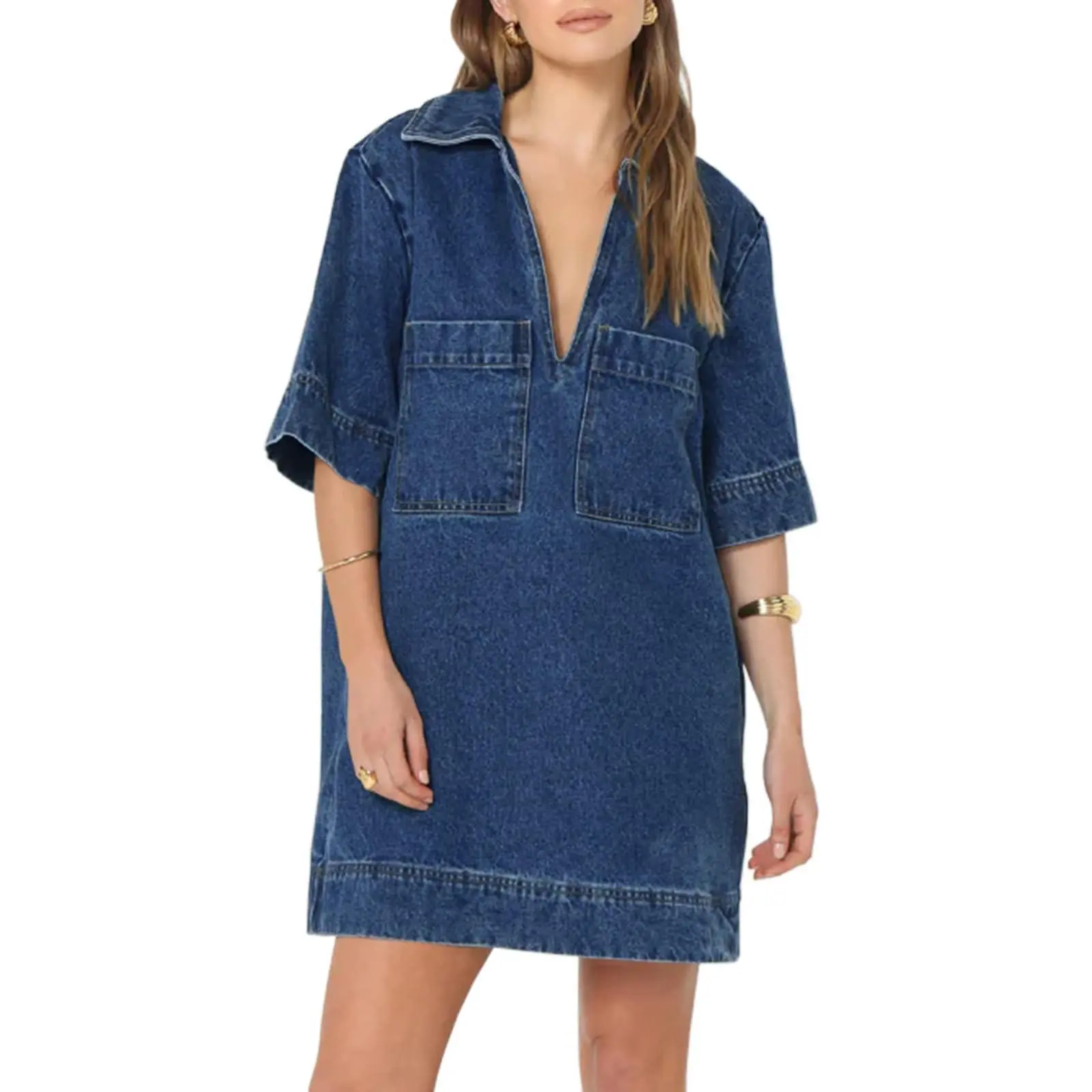 Wenrine Women's Denim Shirt Dress Summer Collared V Neck Mini Casual Jean Dresses with Pockets - TikTok Shop Wenrine Women's Denim Shirt Dress Summer Collared V Neck Mini Casual Jean Dresses with Pockets - TikTok Shop