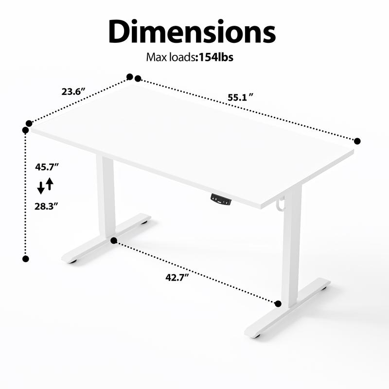 Agilestic 47.2 Inch Electric Height Adjustable Standing Desk, Ergonomic Home Office Desk with Memory Preset, Sit to Stand Computer Desk with Hooks