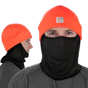 Tirrinia Blaze Orange Hunting hat, Orange Ski Beanie, Trapper Fleece Hat, Balaclava Face Mask for Men Hunter Worker