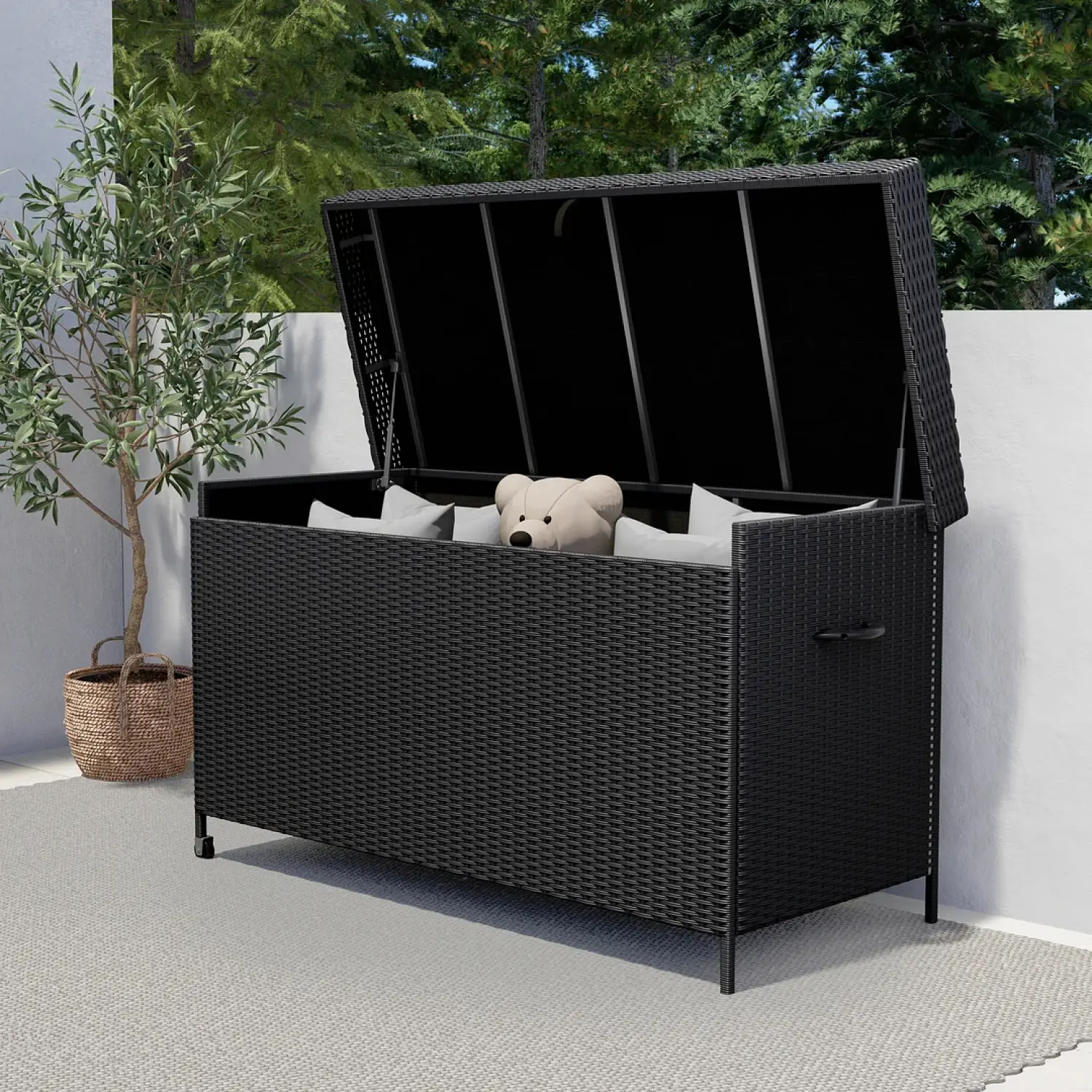 GRAND PATIO 170 Gal Waterproof Outdoor Storage Deck Box, All-Weather Resin Wicker Patio Storage Box with Lid & Handles, Large Capacity for Cushions, Pool Toys & Patio Essentials