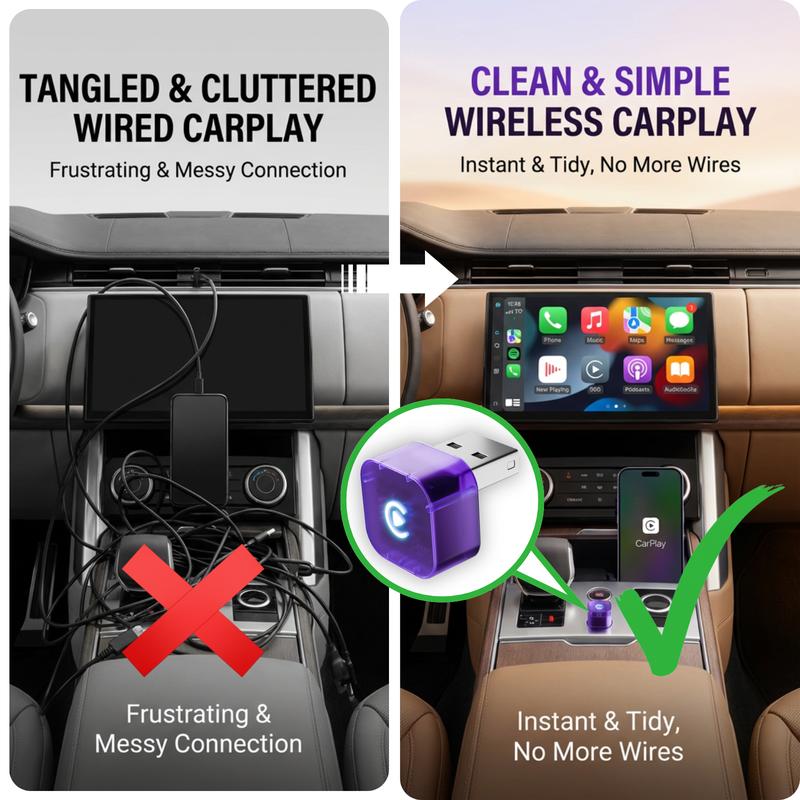 2in1 2026 Wireless CarPlay Adapter Receiver + Android Auto - Compact 21mm mini size , Quick Pairing, Plug & Play, Stable Navigation/Music/Calls, usb -A & USB-C design android-fast connection