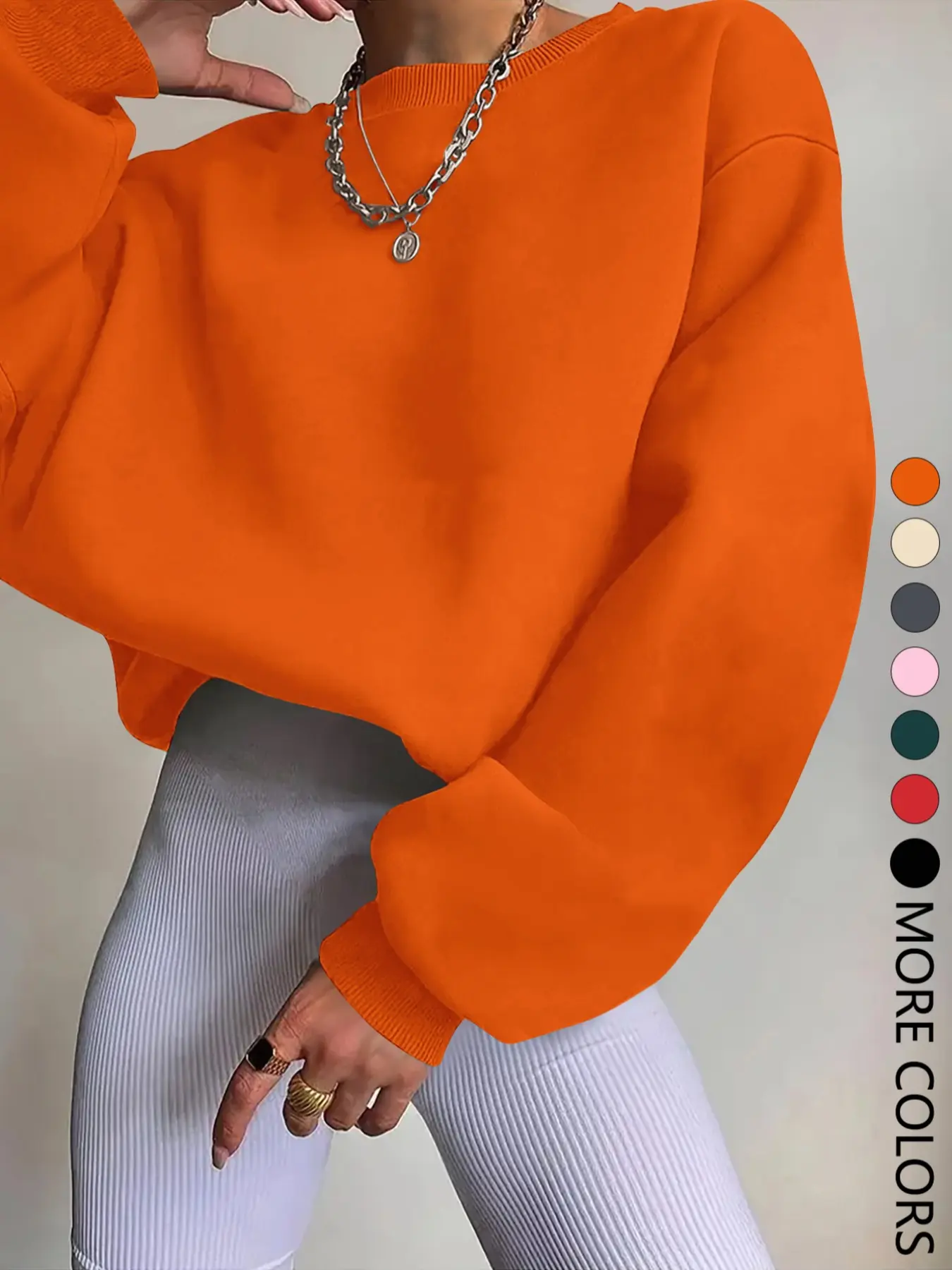 Women's Fall Winter Casual Minimalist Long Sleeve Stylish Pullover Sweater, Fitted Round Neck Plain Top, Fashionable Multi-Color Options, Cozy Sweatshirts, Basic Sweatshirt, 1 Piece, Womenswear