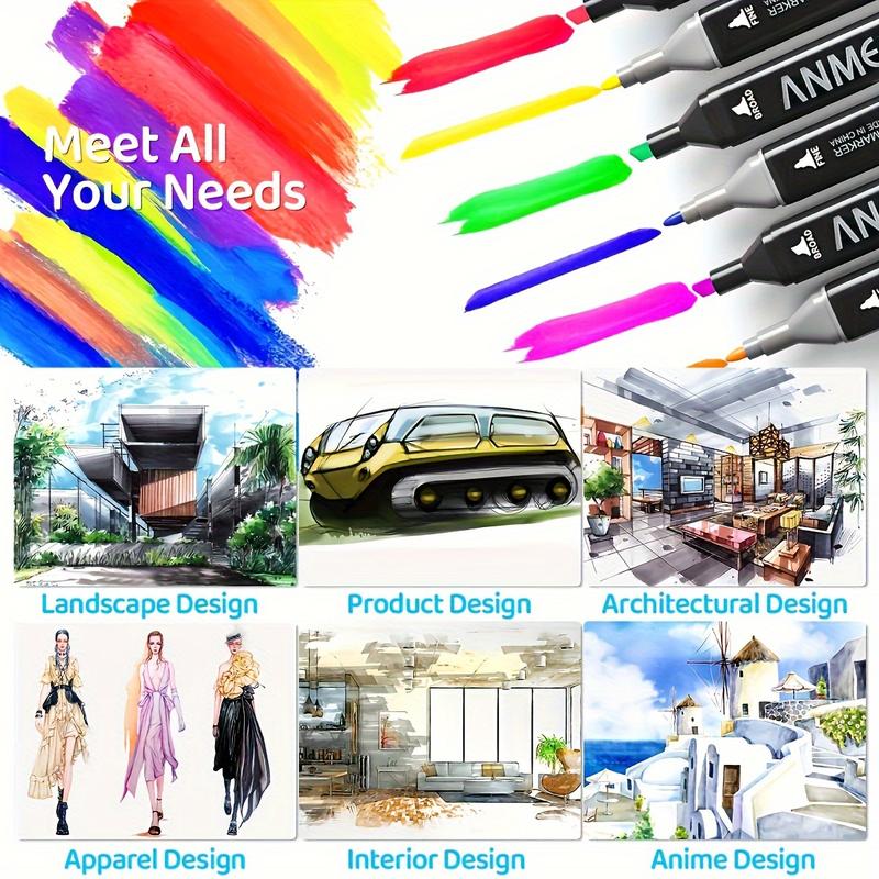168 Colors Drawing Markers Dual Tip Art Markers for Adult Sketching & Coloring Set with Fine Broad Strokes Perfect for Creative Artists