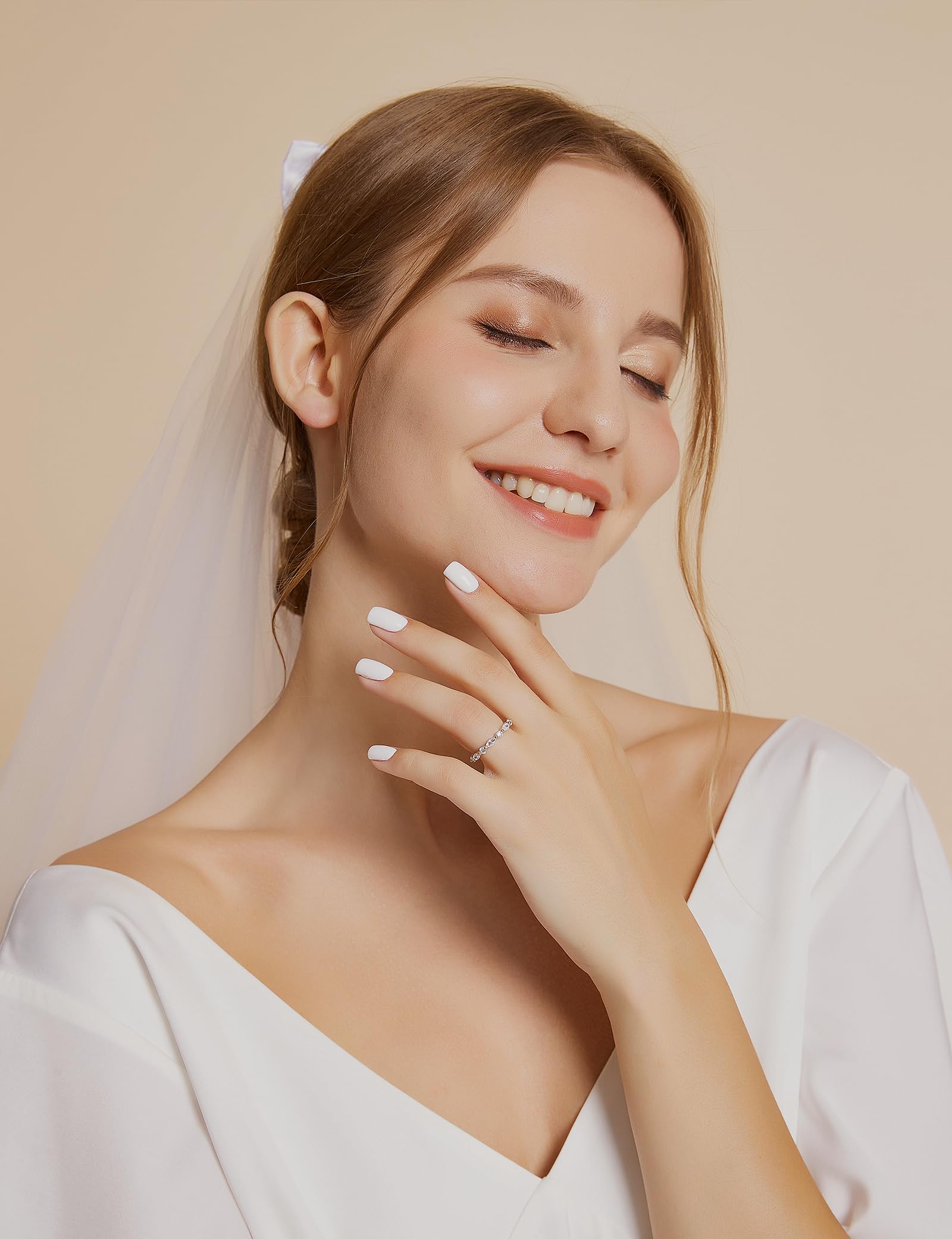 EAMTI 2mm 925 Sterling Silver Wedding Band Cubic Zirconia Half Eternity Stackable Engagement Ring