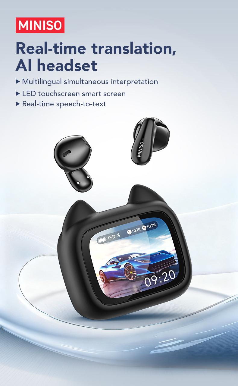 MINISO MS102 Bluetooth 6.0 earphones, LED display, IPX5 waterproof wireless earphones, in-ear style, suitable for business and travel. MINISO MS102 Bluetooth 6.0 earphones, LED display, IPX5 waterproof wireless earphones, in-ear style, suitable for business and travel.