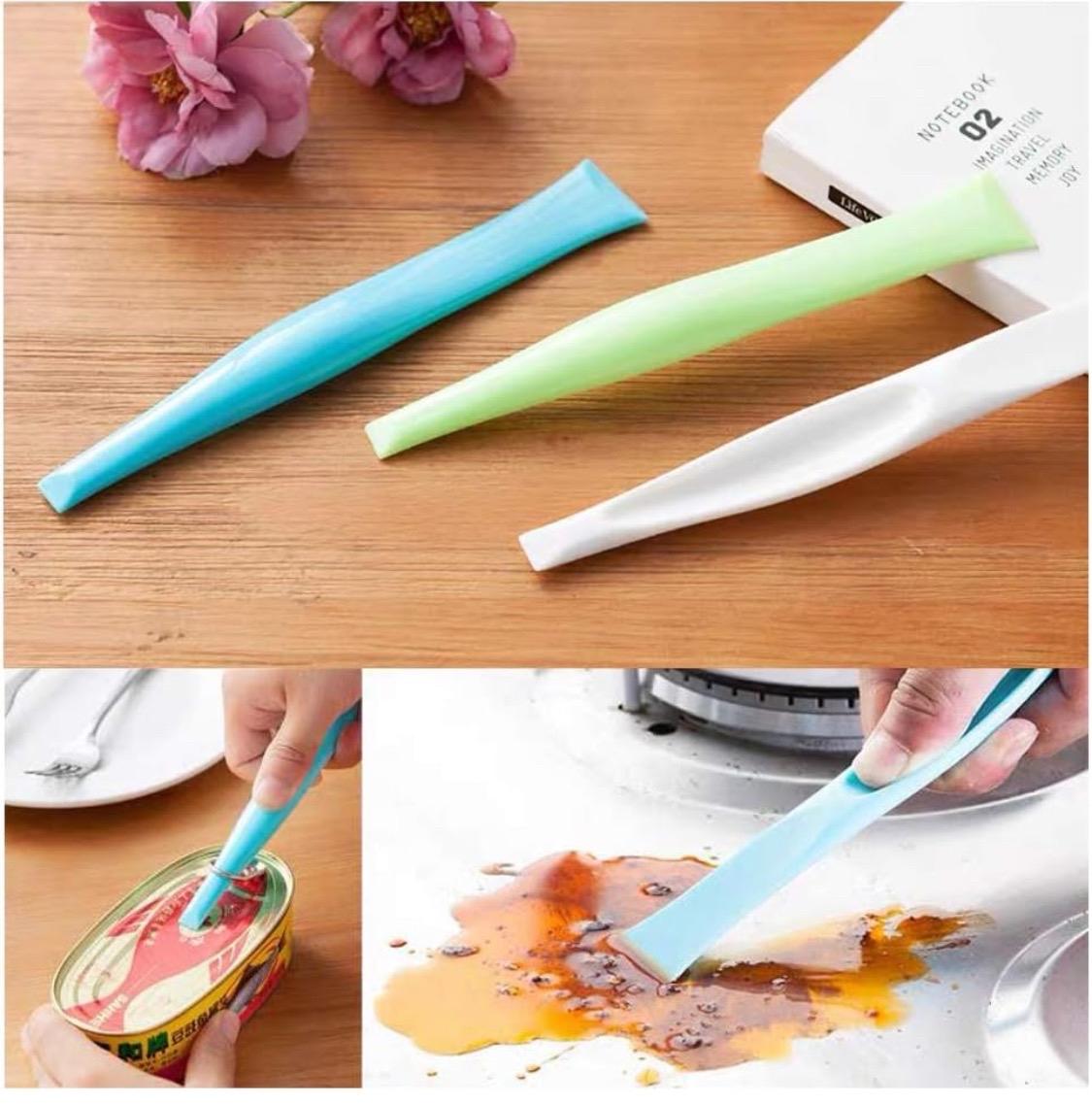 Cleaning Scraper Tool Kitchen Plastic Scraper Multipurpose Stiff Grill Scraper Scratch Free Cleaning Tool Can Opener Sticker Scraper Label Remover Gum Scraper Bottle Opener Lottery ticket scratcher – 3 PCS