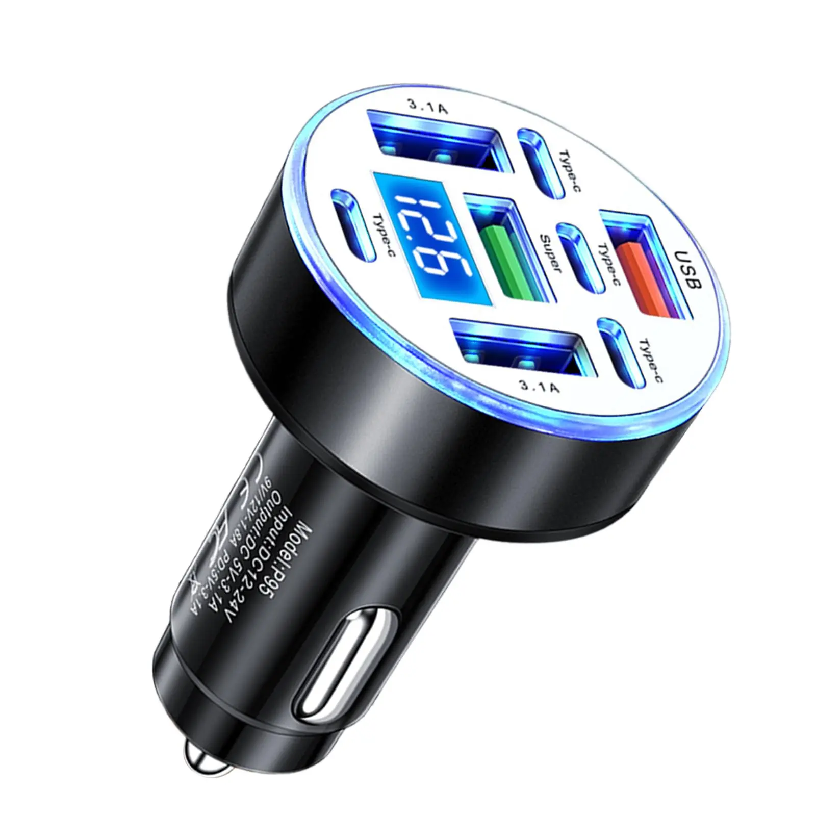 8 Port Car Charger Cigarette Lighter Adapter,Upgraded Car Charger Adapter with 66W USB Fast Charging & Voltage Monitoring,12/24V Cars Cigarette Lighter USB Chargers & Type-C Chargers