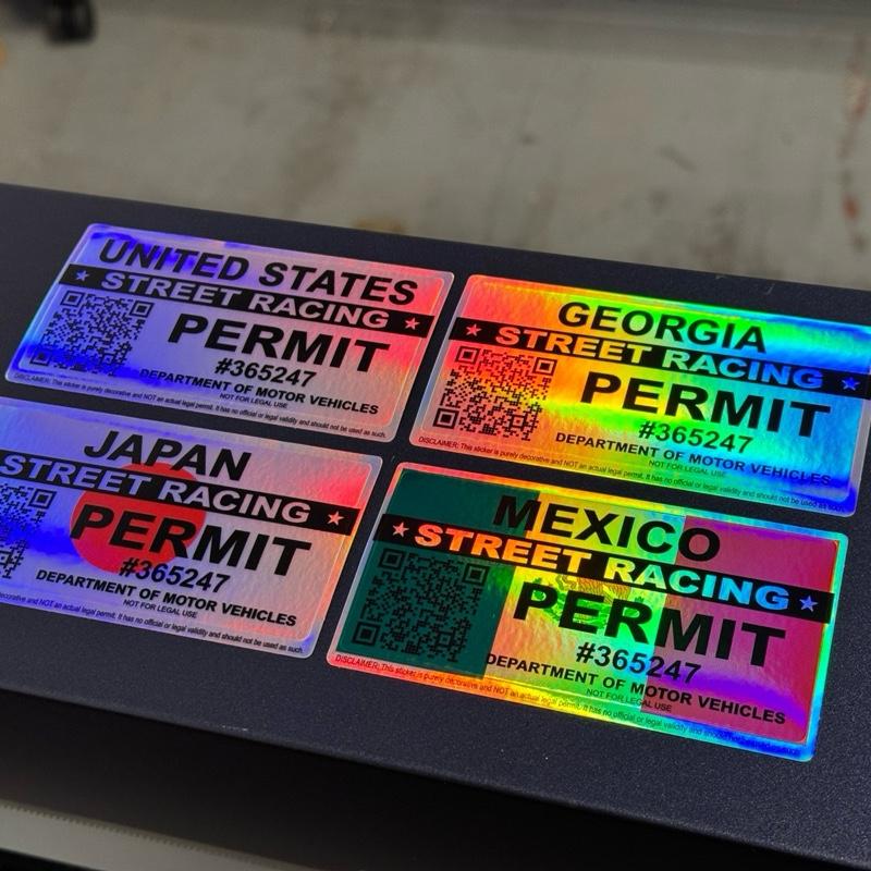 Street Racing Permit Sticker Decal, All States, Puerto Rico, Cuba, Brazil, Canada, Mexico, Japan, El Salvador, Costa Rica