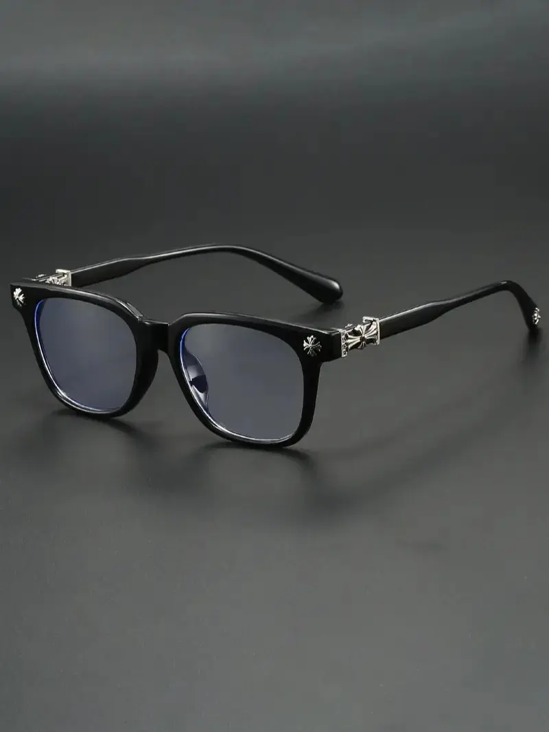 Fashion Metal Square Frame Flat Lens Outdoor Versatile Anti-Blue Light Trendy Casual Glasses, Square Frame Eyewear, Square Frames Eyeglasses, Casual Style, All Seasons, Plain Pattern