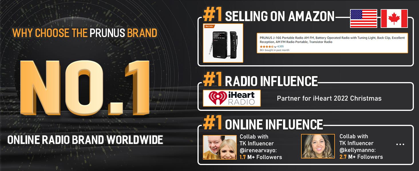 PRUNUS J-366 Emergency Radio with 3 Charging Cables, NOAA Weather Alert, 7400mWh/Solar/Hand Crank/ USB-C Charging, Battery Operated , WB/AM/FM, SOS Alarm, Flashlight, Compact for Bag