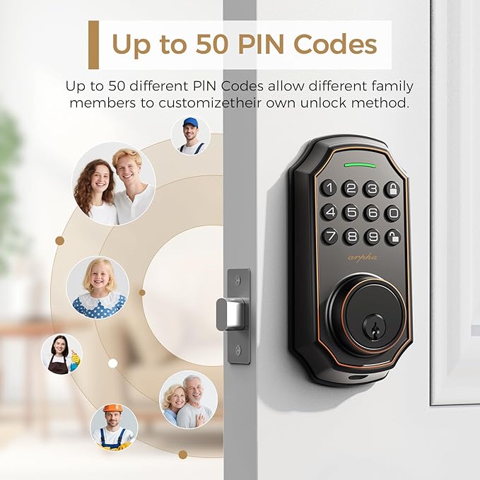 ARPHA D180 Keyless Door Lock with 50/100 Codes, Smart Lock with Anti Peeping Password, Keypad Deadbolt One Touch Locking, Auto Lock, Easy Install.Multiple styles to choose from, APP version&no APP version; With door handle&without door handle ARPHA D180 Keyless Door Lock with 50/100 Codes, Smart Lock with Anti Peeping Password, Keypad Deadbolt One Touch Locking, Auto Lock, Easy Install.Multiple styles to choose from, APP version&no APP version; With door handle&without door handle