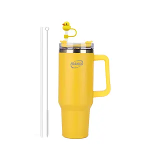 Franco 40oz Stainless Steel Tumbler with Handle, Straw Cleaner & Surprise Straw Cover