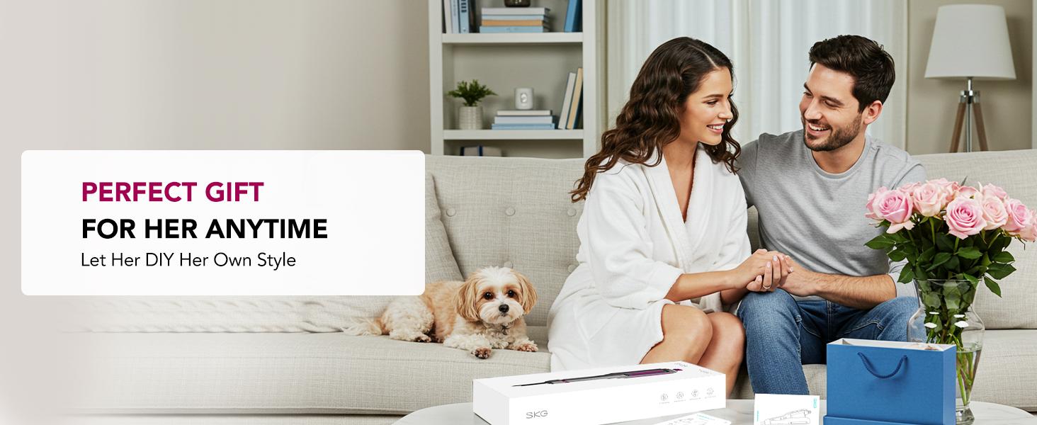 SKG WaveFlex 4-in-1 Adjustable Hair Waver Crimper – Beach Waves Curling Wand, Mermaid Hair Style, Ceramic 4 Barrel Sizes, 5 Temp Settings &  Negative Ionic Care, Fast Heat-Up, Safe and Easy to Use