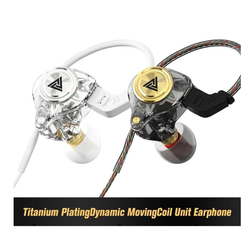 QKZ AK3 in Ear Monitor Headphones, Portable 3.5mm Wired Gaming IEM in-Ear Earphones Ear Buds, HiFi Stereo Headphone Cool White Clear Inear Monitors Earbuds for Singers Musicians with Mic IEM for Music Video Calling