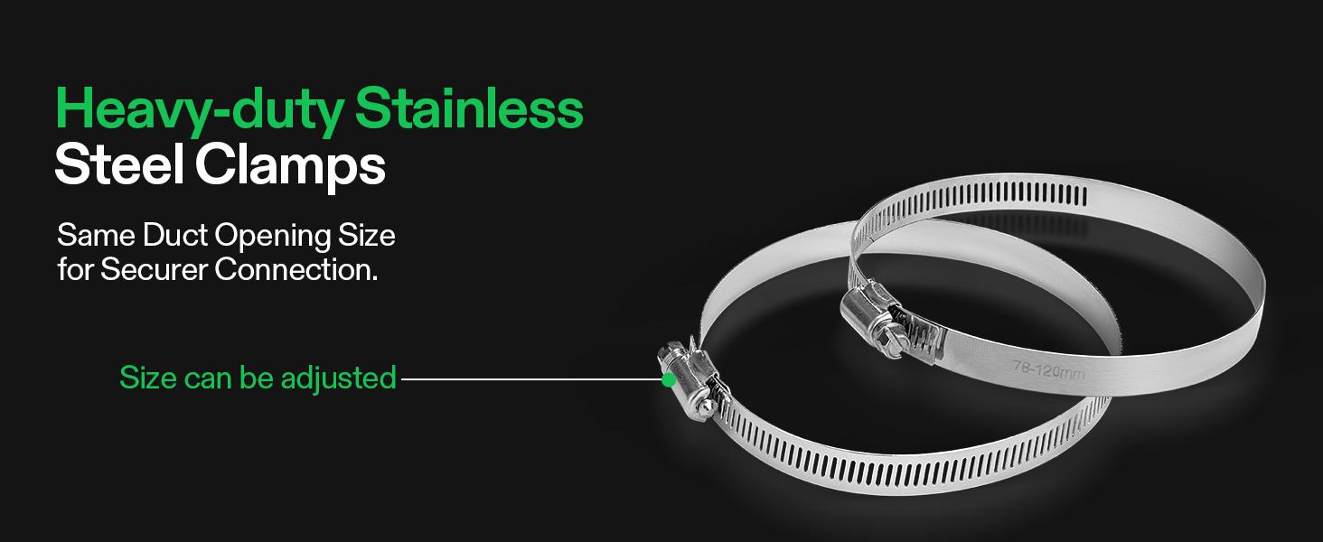 VIVOSUN Dryer Vent Hose, Aluminum Foil Ducting, Heavy-Duty Dryer Hose Vent Kit for HVAC Ventilation, Exhaust, Duct Fan Systems, Black Flexible Air Duct w/ 2 Clamps