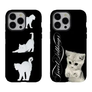 Cute Cat Silhouette & Sweet Nothings Phone Case,for iPhone 17/16/15/14/13/12/11 Pro Max Plus  phones, suitable for both men and women.A gift for the fans.
